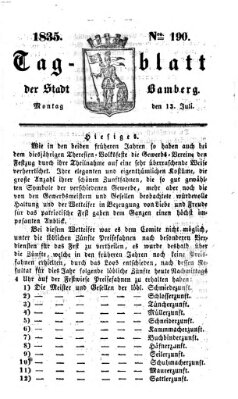 Tag-Blatt der Stadt Bamberg (Bamberger Tagblatt) Montag 13. Juli 1835