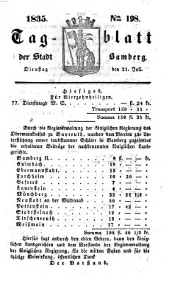 Tag-Blatt der Stadt Bamberg (Bamberger Tagblatt) Dienstag 21. Juli 1835