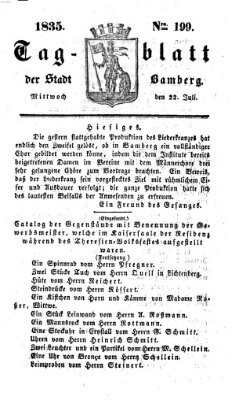 Tag-Blatt der Stadt Bamberg (Bamberger Tagblatt) Mittwoch 22. Juli 1835