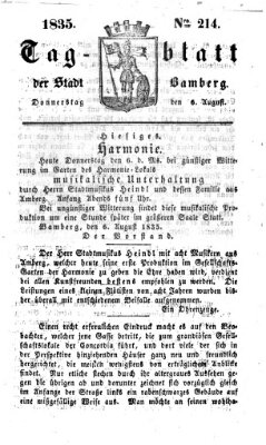 Tag-Blatt der Stadt Bamberg (Bamberger Tagblatt) Donnerstag 6. August 1835