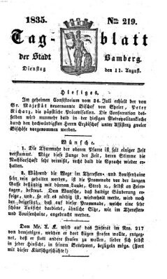 Tag-Blatt der Stadt Bamberg (Bamberger Tagblatt) Dienstag 11. August 1835