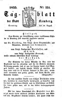 Tag-Blatt der Stadt Bamberg (Bamberger Tagblatt) Sonntag 16. August 1835