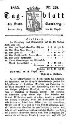 Tag-Blatt der Stadt Bamberg (Bamberger Tagblatt) Donnerstag 20. August 1835