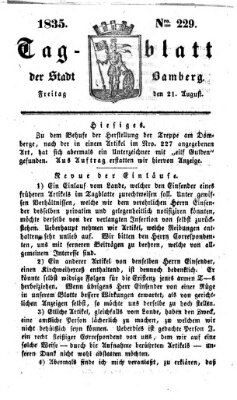 Tag-Blatt der Stadt Bamberg (Bamberger Tagblatt) Freitag 21. August 1835