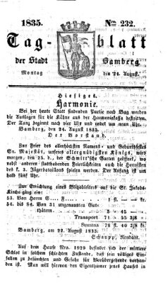 Tag-Blatt der Stadt Bamberg (Bamberger Tagblatt) Montag 24. August 1835