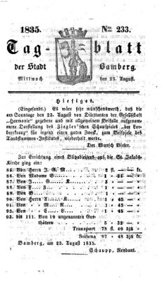 Tag-Blatt der Stadt Bamberg (Bamberger Tagblatt) Dienstag 25. August 1835