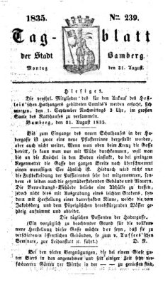 Tag-Blatt der Stadt Bamberg (Bamberger Tagblatt) Montag 31. August 1835