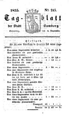 Tag-Blatt der Stadt Bamberg (Bamberger Tagblatt) Sonntag 6. September 1835