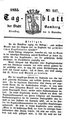 Tag-Blatt der Stadt Bamberg (Bamberger Tagblatt) Dienstag 8. September 1835