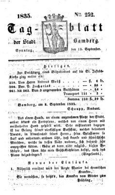 Tag-Blatt der Stadt Bamberg (Bamberger Tagblatt) Sonntag 13. September 1835