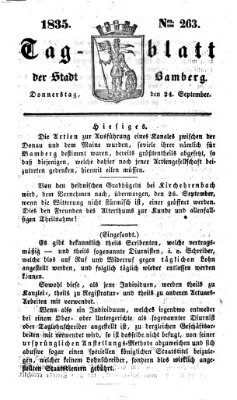 Tag-Blatt der Stadt Bamberg (Bamberger Tagblatt) Donnerstag 24. September 1835