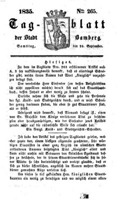 Tag-Blatt der Stadt Bamberg (Bamberger Tagblatt) Samstag 26. September 1835