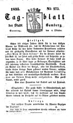 Tag-Blatt der Stadt Bamberg (Bamberger Tagblatt) Sonntag 4. Oktober 1835