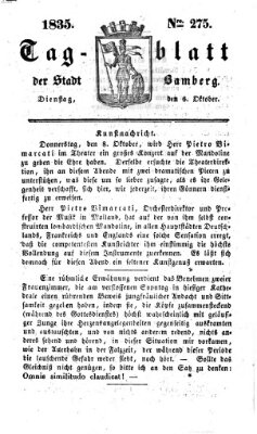 Tag-Blatt der Stadt Bamberg (Bamberger Tagblatt) Dienstag 6. Oktober 1835