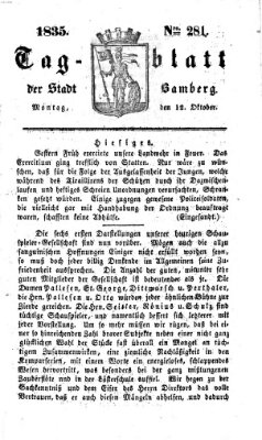 Tag-Blatt der Stadt Bamberg (Bamberger Tagblatt) Montag 12. Oktober 1835