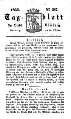 Tag-Blatt der Stadt Bamberg (Bamberger Tagblatt) Sonntag 18. Oktober 1835