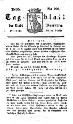 Tag-Blatt der Stadt Bamberg (Bamberger Tagblatt) Mittwoch 21. Oktober 1835