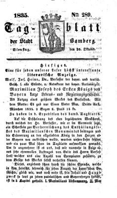 Tag-Blatt der Stadt Bamberg (Bamberger Tagblatt) Dienstag 20. Oktober 1835