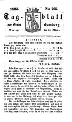 Tag-Blatt der Stadt Bamberg (Bamberger Tagblatt) Montag 26. Oktober 1835