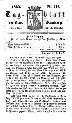 Tag-Blatt der Stadt Bamberg (Bamberger Tagblatt) Dienstag 10. November 1835