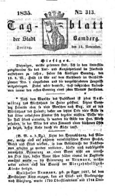 Tag-Blatt der Stadt Bamberg (Bamberger Tagblatt) Freitag 13. November 1835