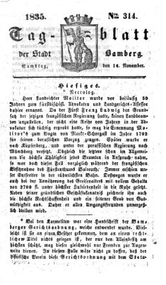 Tag-Blatt der Stadt Bamberg (Bamberger Tagblatt) Samstag 14. November 1835