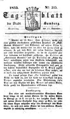 Tag-Blatt der Stadt Bamberg (Bamberger Tagblatt) Sonntag 15. November 1835