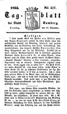 Tag-Blatt der Stadt Bamberg (Bamberger Tagblatt) Dienstag 17. November 1835