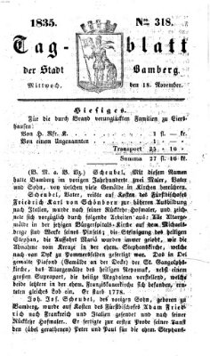 Tag-Blatt der Stadt Bamberg (Bamberger Tagblatt) Mittwoch 18. November 1835