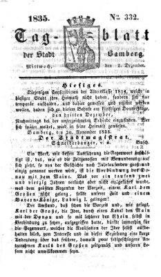 Tag-Blatt der Stadt Bamberg (Bamberger Tagblatt) Mittwoch 2. Dezember 1835