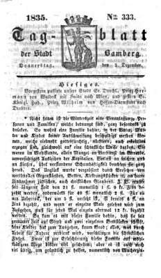 Tag-Blatt der Stadt Bamberg (Bamberger Tagblatt) Donnerstag 3. Dezember 1835