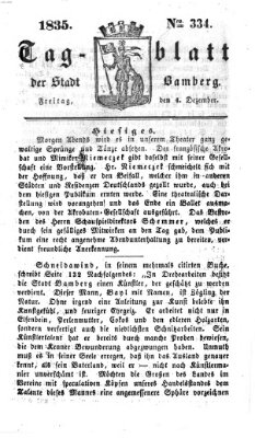 Tag-Blatt der Stadt Bamberg (Bamberger Tagblatt) Freitag 4. Dezember 1835