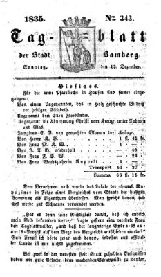 Tag-Blatt der Stadt Bamberg (Bamberger Tagblatt) Sonntag 13. Dezember 1835