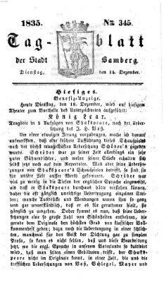 Tag-Blatt der Stadt Bamberg (Bamberger Tagblatt) Dienstag 15. Dezember 1835