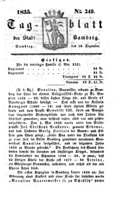 Tag-Blatt der Stadt Bamberg (Bamberger Tagblatt) Samstag 19. Dezember 1835