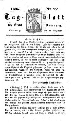 Tag-Blatt der Stadt Bamberg (Bamberger Tagblatt) Samstag 26. Dezember 1835