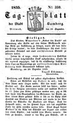 Tag-Blatt der Stadt Bamberg (Bamberger Tagblatt) Mittwoch 30. Dezember 1835