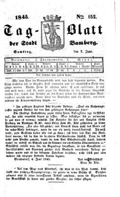 Tag-Blatt der Stadt Bamberg (Bamberger Tagblatt) Samstag 7. Juni 1845