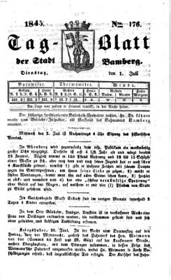 Tag-Blatt der Stadt Bamberg (Bamberger Tagblatt) Dienstag 1. Juli 1845