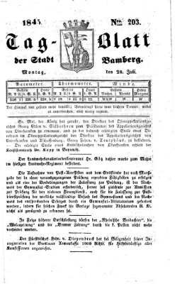 Tag-Blatt der Stadt Bamberg (Bamberger Tagblatt) Montag 28. Juli 1845