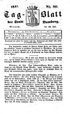 Tag-Blatt der Stadt Bamberg (Bamberger Tagblatt) Mittwoch 30. Juli 1845