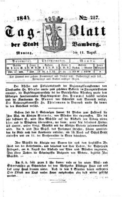 Tag-Blatt der Stadt Bamberg (Bamberger Tagblatt) Montag 11. August 1845