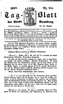 Tag-Blatt der Stadt Bamberg (Bamberger Tagblatt) Donnerstag 28. August 1845