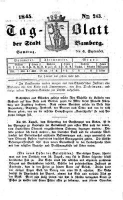 Tag-Blatt der Stadt Bamberg (Bamberger Tagblatt) Samstag 6. September 1845