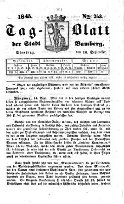 Tag-Blatt der Stadt Bamberg (Bamberger Tagblatt) Dienstag 16. September 1845