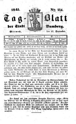 Tag-Blatt der Stadt Bamberg (Bamberger Tagblatt) Mittwoch 17. September 1845