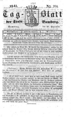 Tag-Blatt der Stadt Bamberg (Bamberger Tagblatt) Samstag 27. September 1845