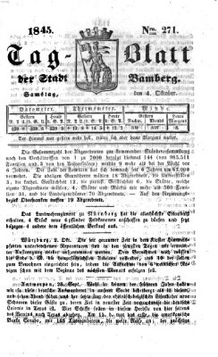 Tag-Blatt der Stadt Bamberg (Bamberger Tagblatt) Samstag 4. Oktober 1845