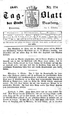 Tag-Blatt der Stadt Bamberg (Bamberger Tagblatt) Dienstag 7. Oktober 1845