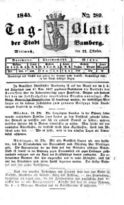 Tag-Blatt der Stadt Bamberg (Bamberger Tagblatt) Mittwoch 22. Oktober 1845